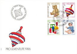 SUISSE. N°1260-3 Sur Enveloppe 1er Jour (FDC) De 1986. Jouets /Poupée/Ours En Peluche. - Poppen