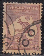 Kangaroo, Kangaroos, 2/- Shillings,  Watermark 7, 1915 Australia Used, Map, - Gebruikt