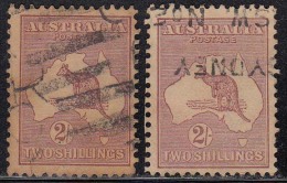 Kangaroo, Kangaroos, 2/- Shillings,  Watermark 15, 1924,  Australia Used, Map, 2 Diff., Shades - Oblitérés