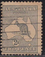 Kangaroo, Kangaroos, 2d  Watermark 6, 1915,  Australia Used, Map, 2 Diff., Shades - Usados