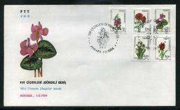 TURKEY 1984 FDC - Wild Flowers, Michel #2682-86; ISFILA #3077-81; Scott #2282-86. - FDC