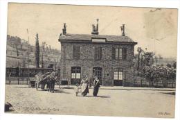 Duclair La Gare Le Train Les Voyageurs  Cpa Animée  76 Seine Infèrieure Normandie - Duclair