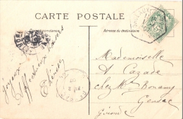 2398 BORDEAUX St PROJET A -A Gironde Carte Postale Blanc 5 C Vert Yv 111 Ob Recette Auxiliaire Urbaine D7 - Handstempel