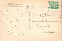 2401 BOURGES Cher Carte Postale Gandon  5 F Vert Yv 719 Ob Fliers Bourges Salon Gastronomique 1947 Dreyfus BOU836 - Oblitérations Mécaniques (Autres)