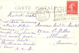 2404 AMIENS Somme Carte Postale 40 C Semeuse Yv 194 Ob Fliers Amien Foire Exposition Dreyfus AMI 307 - Mechanical Postmarks (Other)