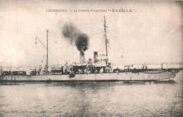 50 CHERBOURG LE CONTRE TORPILLEUR EVEILLE  CIRCULEE 1930 - Warships