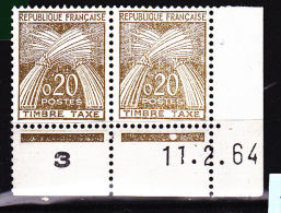 FRANCE N° TAXE 92 0.20 BRUN OLIVE TYPE GERBES IMPRESSION DEPOUILLEE  NEUF SANS CHARNIERE - 1960-.... Nuevos