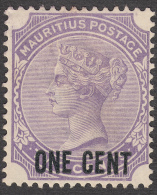 Mauritius 1893  1c On 2c  SG123  MH - Mauricio (...-1967)