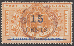 Mauritius 1898 15c On 36c  SG135  Used - Mauritius (...-1967)