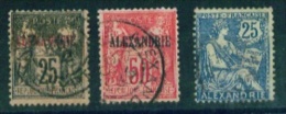 ALEXANDRIE Lot De 3 Timbres Oblitérés - Gebraucht