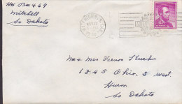 United States WATERTOWN Slogan South Dakota 1958 Cover Lettre To HURON Lincoln Single - Covers & Documents