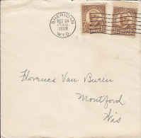 United States SHERIDAN Wyoming 1938 Cover Lettre To MONTFORD Wisc. Harding Stamps - Lettres & Documents