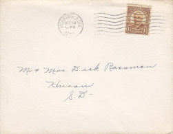 United States MOBRIDGE South Dakota 1935 Cover Lettre To HURON South Dakota Harding Single Stamp - Covers & Documents