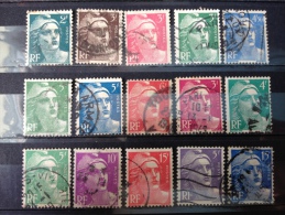 FRANCE Lot De 15 Timbres. Marianne De Gandon. Oblitéré°. 1945/51. - 1945-54 Marianne Of Gandon