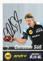 CHRISTIAN SUSS ALLEMAGNE TENNIS DE TABLE CARTE AVEC AUTOGRAPHE - Table Tennis