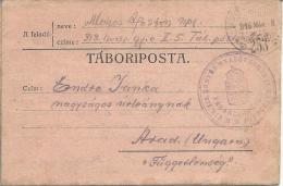 Taboriposta M.kip 312 Honves Gyalogezred II Zaszlcalj Parabcsroksag D'un Militaire Pour Arad 1916 - Storia Postale