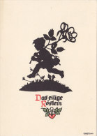 Plischke Scherenschnitt: Junge Mit Rose, "Das Eilige Röslein", Um 1960 - Scherenschnitt - Silhouette