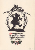 Plischke Scherenschnitt: Igel Mit Pfeife Und Regenschirm, "OPh Wappne Dich...", Um 1960 - Silhouette - Scissor-type