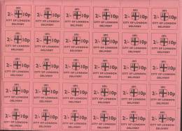 GB STRIKE MAIL (CITY OF LONDON DELIVERY) 1ST ISSUE 10p 2/- PINK COMPLETE SHEET OF 60 NHM - Ortsausgaben