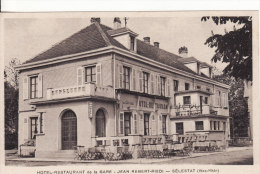 SELESTAT (Bas-Rhin)  HOTEL-RESTAURANT DE LA GARE - Propriétaire Jean REBERT-RIEDI- DOS FACTURE -VOIR 2 SCANS- - Selestat