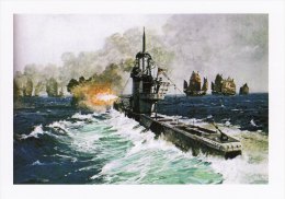 Maritime Art Postcard Surface Chris Mayger Painting WW2 Submarine - Sous-marins