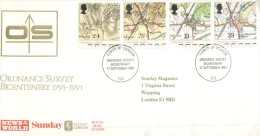 (444) UK FDC Cover - Survey - 1991 - 1991-2000 Decimal Issues