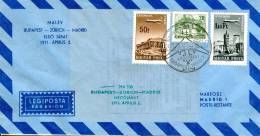 HUNGARY - 1971.Airmail Cover - Postal Service By 1st Budapest-Zürich-Madrid Airline (Airplane) Mi 2281,2283,1925 - FDC