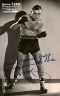 CARTE PHOTO DU BOXEUR CHARLES HUMEZ - DEDICACEE - Boxing