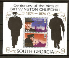 SOUTH GEORGIA 1974 CHURCHILL MINIATURE SHEET SG MS42 UNMOUNTED MINT Cat £6 - Georgia Del Sud