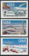 CHILE 1985, 25th Anniversary Of Antarctic Treaty, Set Of 3v** - Tratado Antártico