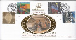 Benham FDC 1999, Millennium, Workers, Textile Mill, Job., Great Britain - 1991-2000 Decimal Issues
