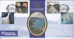 Benham FDC 2000 Millennium, Water & Coast, Flower, Stone, Geology, Postmark Of Bird & Lighthouse, Great Britain - 1991-2000 Dezimalausgaben