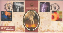 Benham FDC 2000 Millennium, Fire & Light, Train,  Lightning Energy, Beacons, Croydon. Fireworks, Nature, Great Britain - 1991-00 Ediciones Decimales