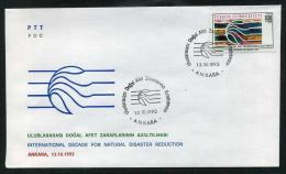 TURKEY 1993 FDC - International Decade For Natural Disaster Reduction, Michel #3004; ISFILA #3398; Scott #B241. - FDC