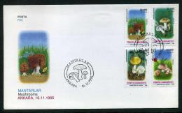 TURKEY 1995 FDC - Mushrooms, Michel #3063-66; ISFILA #3457-60, Scott #2613-16. - FDC