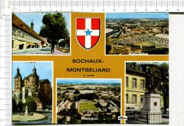 SOCHAUX - MONTBELIARD  -  Souvenir  -  5 Vues : Place Denfert Rochereau, Usines Peugeot, Château, Stade  Sportif  BONAL, - Sochaux