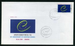 TURKEY 1999 FDC - 50th Anniversary Of European Council, Michel #3178; ISFILA #3575, Scott #B256. - FDC