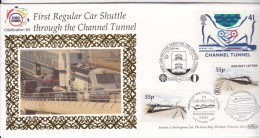 Benham FDC 1994, Euro Tunnel, First Car Shuttle, Train, Tranpost, Celebration 94. Great Britain, - 1991-2000 Decimal Issues