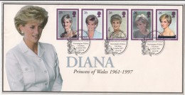 Great Britain 3rd Feb 1998 Funarel / Mourning Cover, FDC Diana, Princess Of Wales,, Rose - 1991-2000 Decimal Issues
