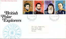 GRANDE-BRETAGNE. N°653-6 Sur Enveloppe 1er Jour (FDC) De 1972. Explorateurs Polaires. - Polar Explorers & Famous People