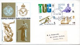 GRANDE-BRETAGNE. N°510-3 Sur Enveloppe 1er Jour (FDC) De 1968. Vote Des Femmes/Bateau De Cook/Royal Air Force - Onderzoekers