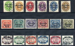 DEUTSCHES REICH 1920 Overprints On Bavaria Complete Set Of 18 Used.  Michel 34-51 - Dienstzegels
