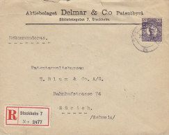 Sweden Registered Recommandée Einschreiben Label DELMAR & Co. Patentbyrå STOCKHOLM 1918 Cover Brief To ZÜRICH Schweiz - Briefe U. Dokumente