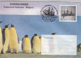 EXPLORERS, BELGICA MISSION, SHIP, PENGUINS, COVER STATIONERY, ENTIER POSTAL, 2X, 1998, ROMANIA - Onderzoekers