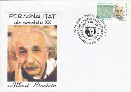 ALBERT EINSTEIN, PHYSICIST, SPECIAL COVER, 2000, ROMANIA - Albert Einstein