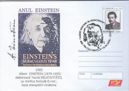 ALBERT EINSTEIN, PHYSICIST, COVER STATIONERY, ENTIER POSTAL, 2005, ROMANIA - Albert Einstein