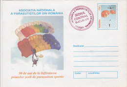 PARACHUTTING, SKY DIVING, PLANES, COVER STATIONERY, ENTIER POSTAL, 2000, ROMANIA - Parachutting