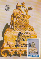 VINTAGE CLOCKS, CM, MAXICARD, CARTES MAXIMUM, 1990, ROMANIA - Relojería