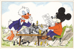 CPA CHESS, ECHECS,  DISNEY CHARACTERS PLAYING CHESS, DONALD DUCK, MICKEY MOUSE, 2X - Chess