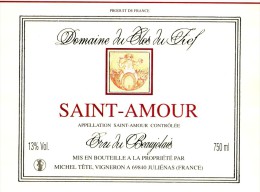 Etiquette Neuve De Grand Vin De Beaujolais - Saint Amour - Clos Du Fief - Beaujolais